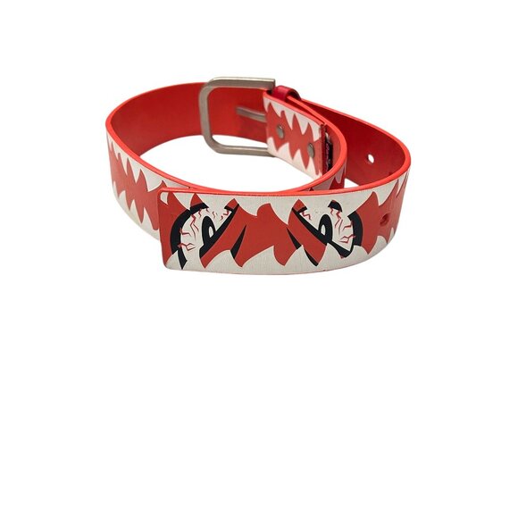 Volcom Boys Josta Creature PU Belt Youth Red White Sz 22 / 28.5" Teeth Graphic - Picture 3 of 5